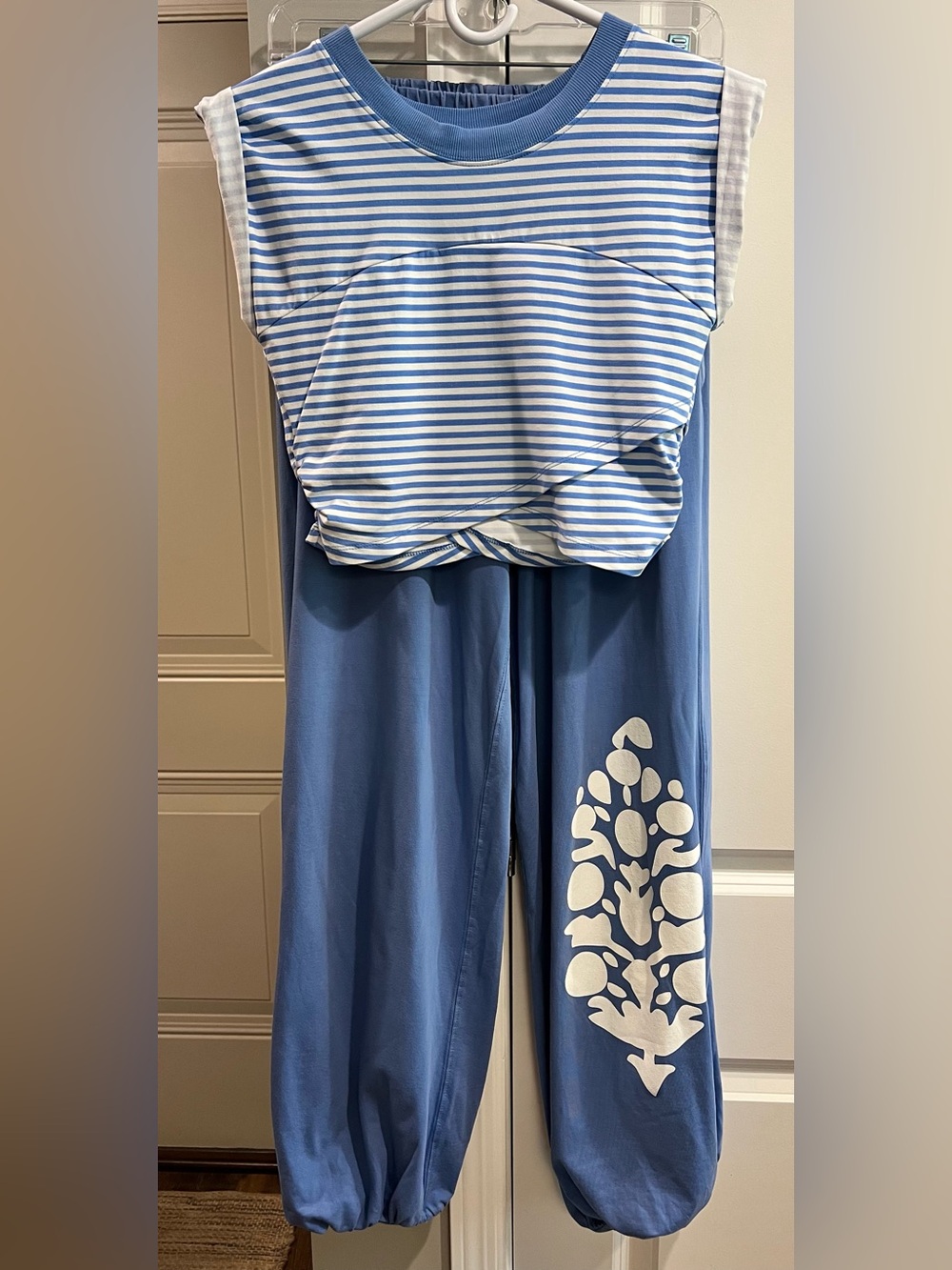 FP Movement by Free People Blue Striped & Solid Hot Shot Crossover Set